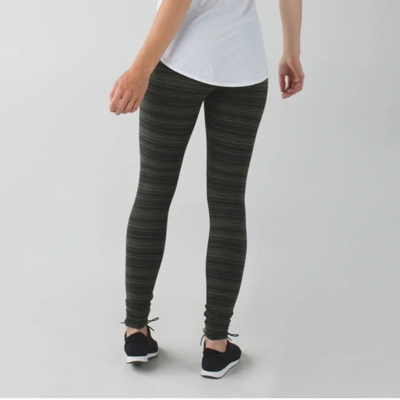 Lululemon Wunder Under green striped leggings - Picture 2 of 10